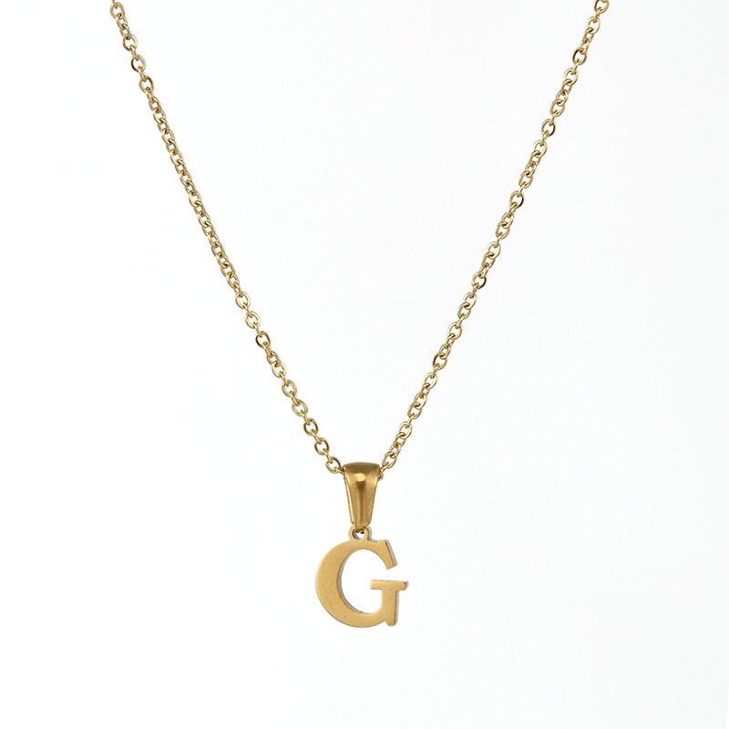 Gold color / 1 Piece Simple Series Simple Letter G Stainless Steel 18K Gold Plated Women's Pendant Necklaces Picture7